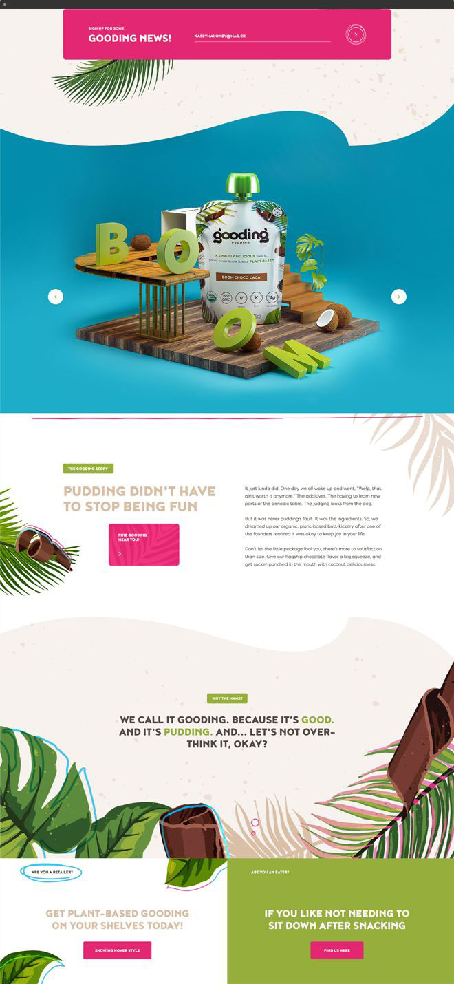 Gooding landing page design