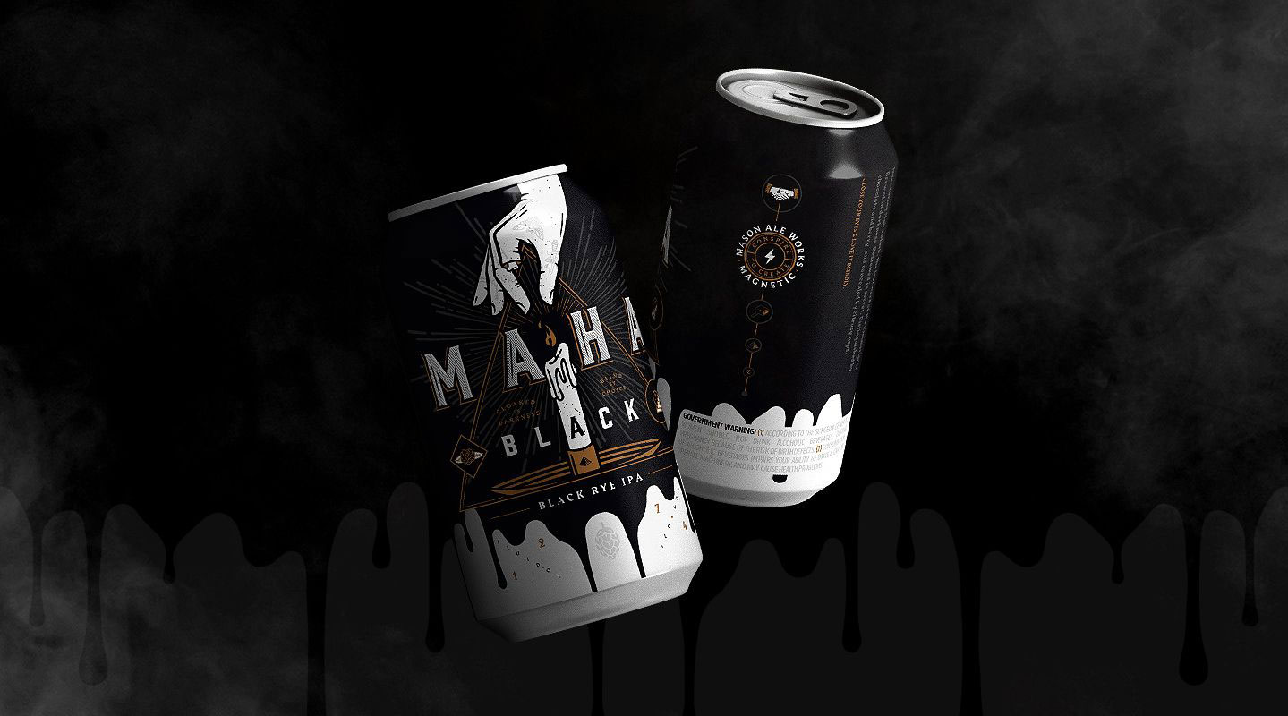 Maha Black craft Beer can design