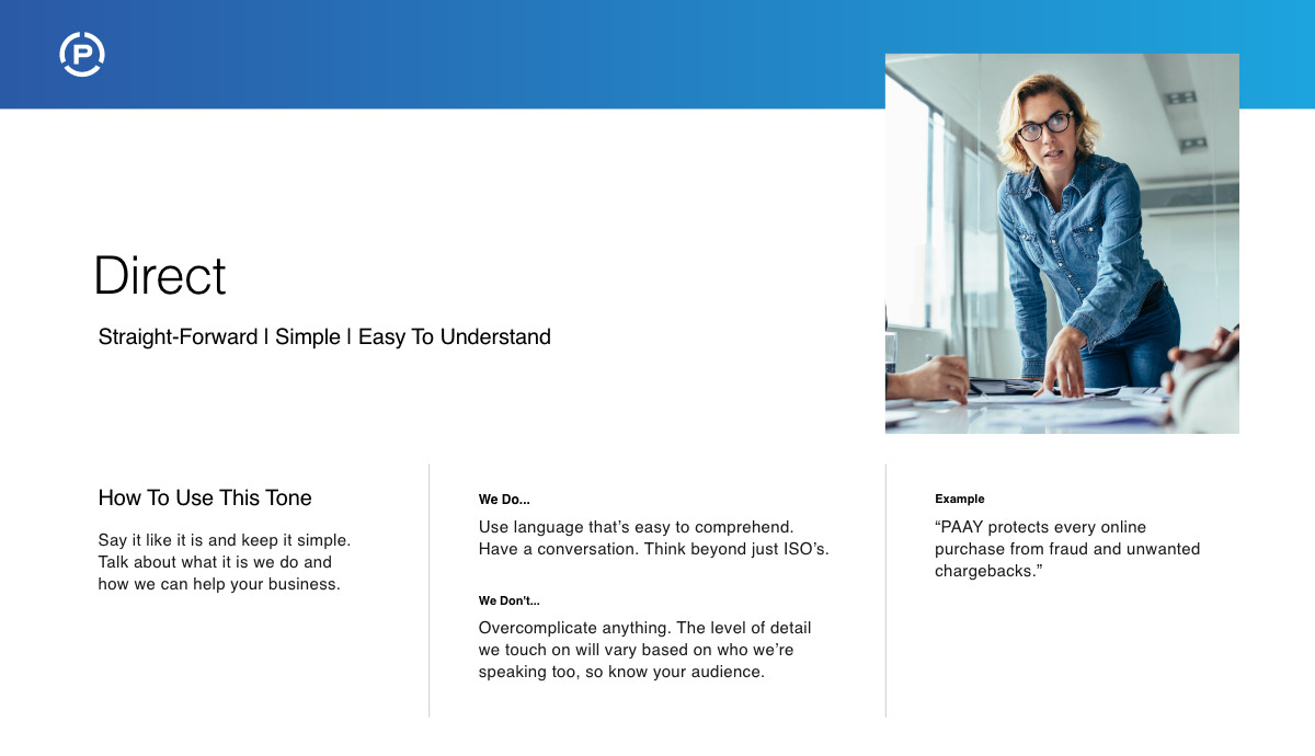 PAAY Branding Tone of voice direct