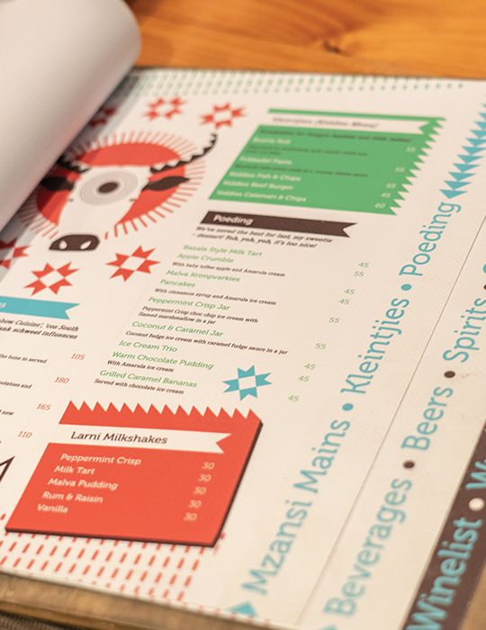 menu design south africa